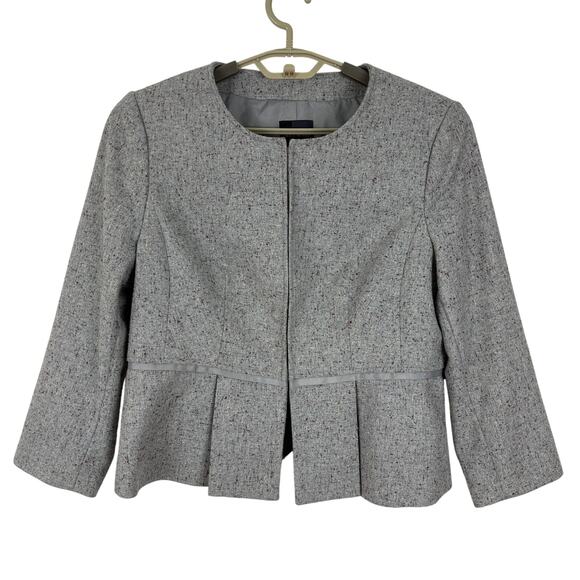 The Limited Circle Neck Blazer Jacket Gray Flecked Peplum 3/4 sleeve Lady Jacket - Picture 1 of 9